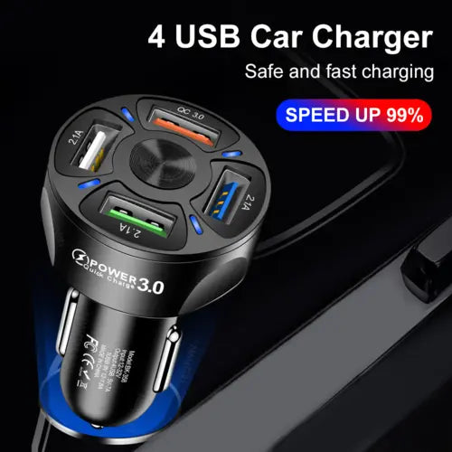 4 USB Car Charger Fast 7A QC3.0 Quick Car Chargr Adapter The Creative Hub