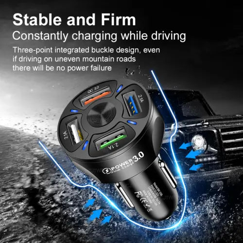 4 USB Car Charger Fast 7A QC3.0 Quick Car Chargr Adapter The Creative Hub