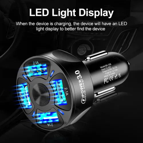 4 USB Car Charger Fast 7A QC3.0 Quick Car Chargr Adapter The Creative Hub