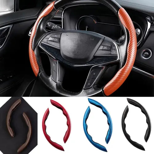 1Pair Carbon Fiber Universal Car Steering Wheel Cover The Creative Hub
